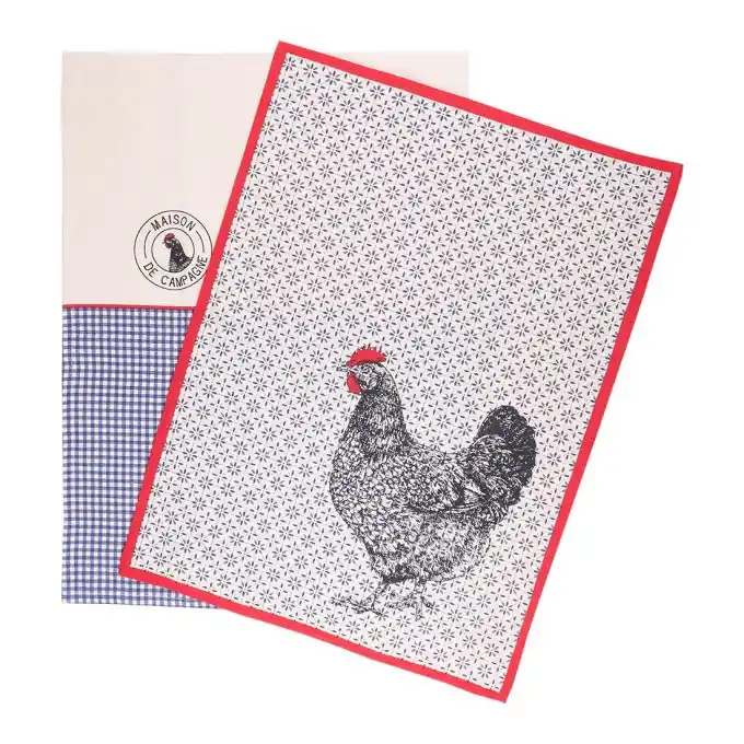Zertifiziert 2er Set Geschirrtücher Henne Karos