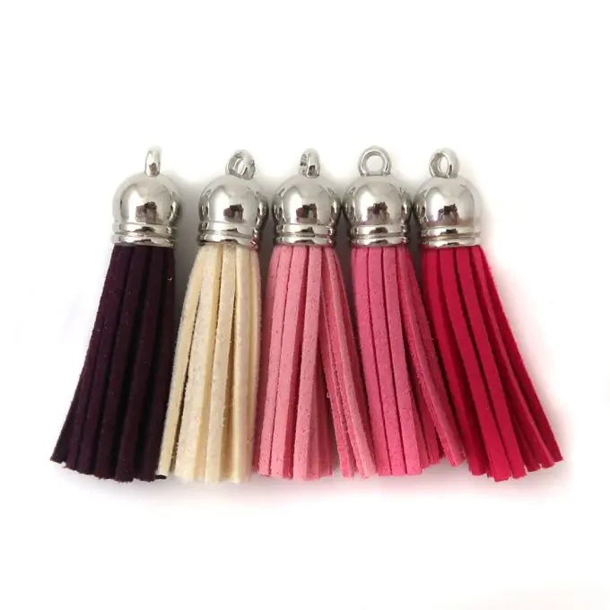 Bestpreis Set mit 5 bunten Kunstleder Quasten (Höhe 6 cm)