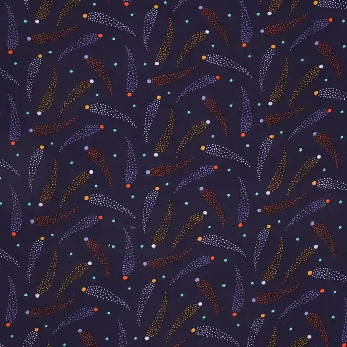 Popeline Viskose Blau Sterne Geprüft