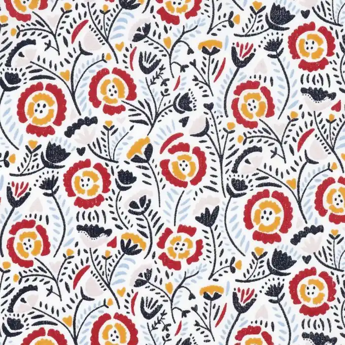 Ab Werk Popeline Baumwolle Beige Blütenmotiv
