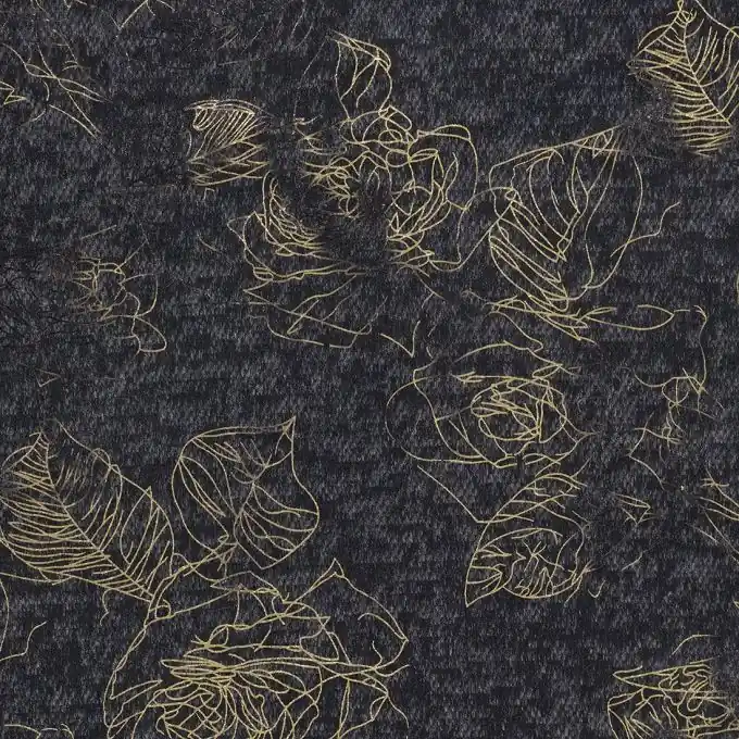 Jerseystoff abstaktes Blumenmotiv Marineblau Schneller Versand