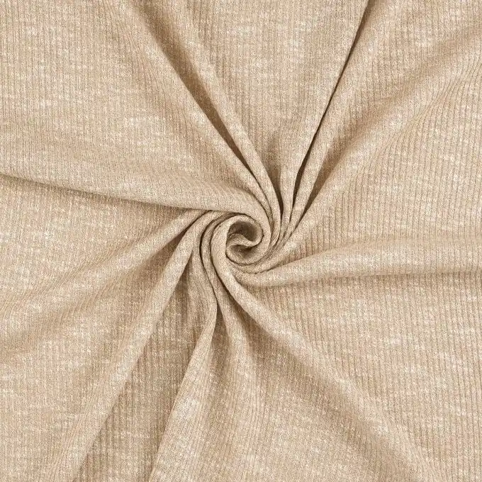 Nur Für Kurze Zeit Gestreifter Strickstoff in Beige