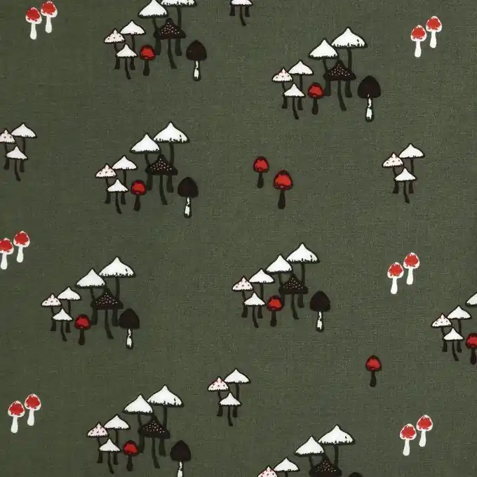 Geprüft Popeline Viskose Khaki Pilze