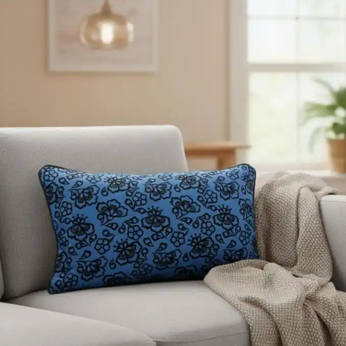 Kissenbezug Blau Blumen Im Trend