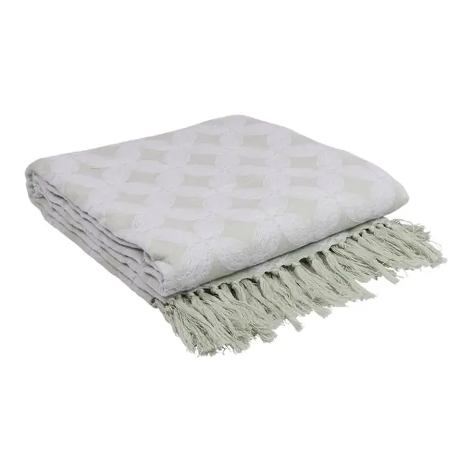 Markenprodukt Decke Baumwolle Botanic Grau/Grün 140 x 180 cm