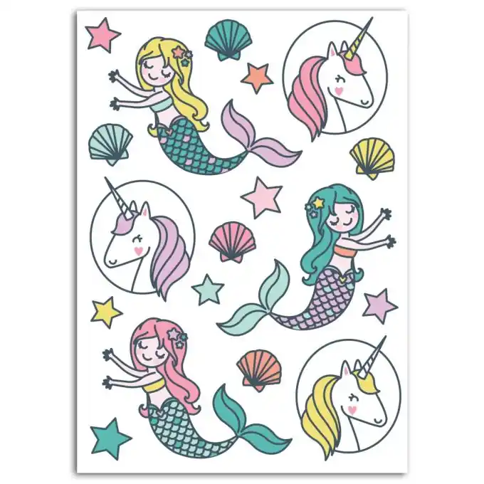 Weltweiter Versand Bügelbild Einhorn meerjungfrau