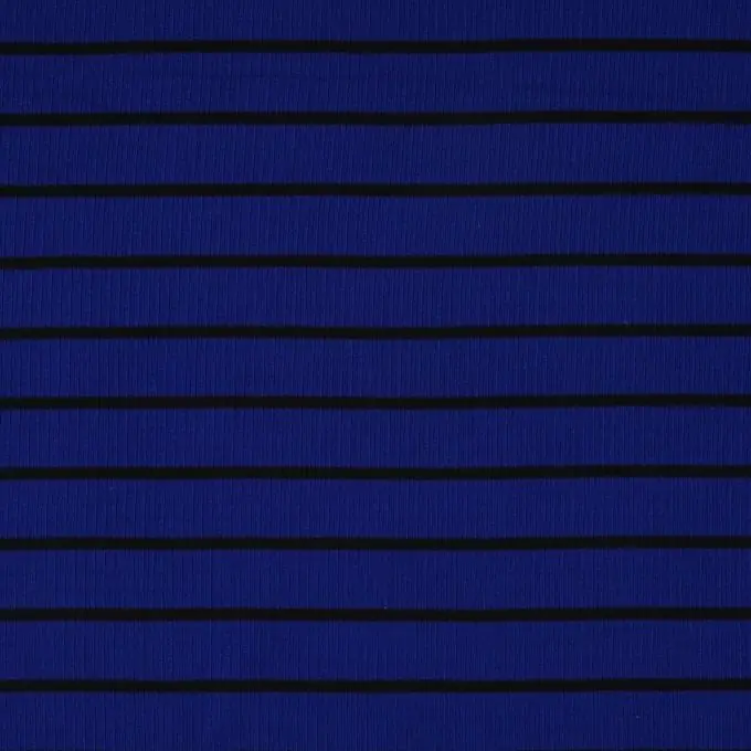 Doppelripp Viskose Gestreift Blau/Schwarz Abverkauf