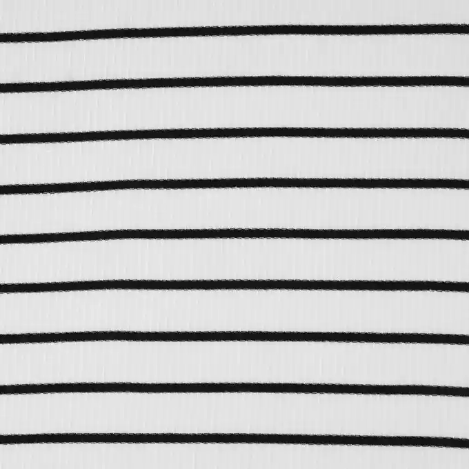 Handgefertigt Gerippter Strickstoff Schwarz/Ecru gestreift