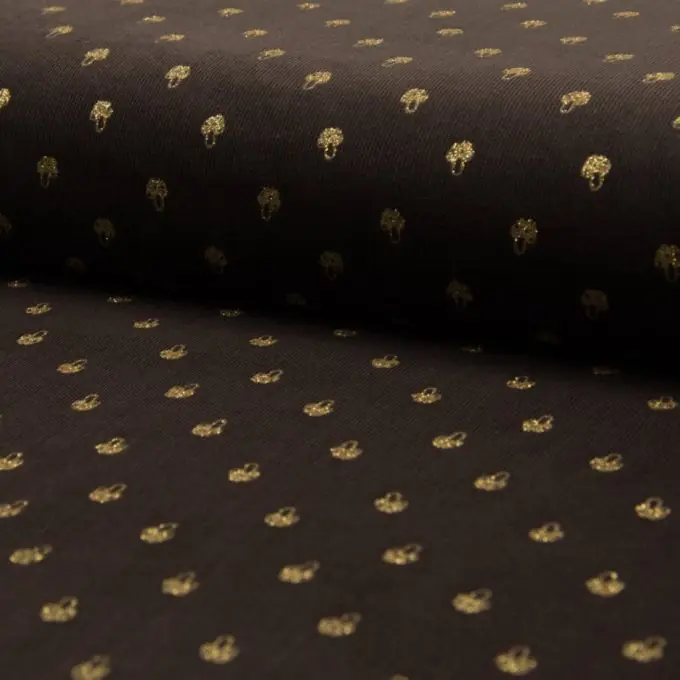 Mengenrabatt Samt-Kordstoff in braun mit Pilzen