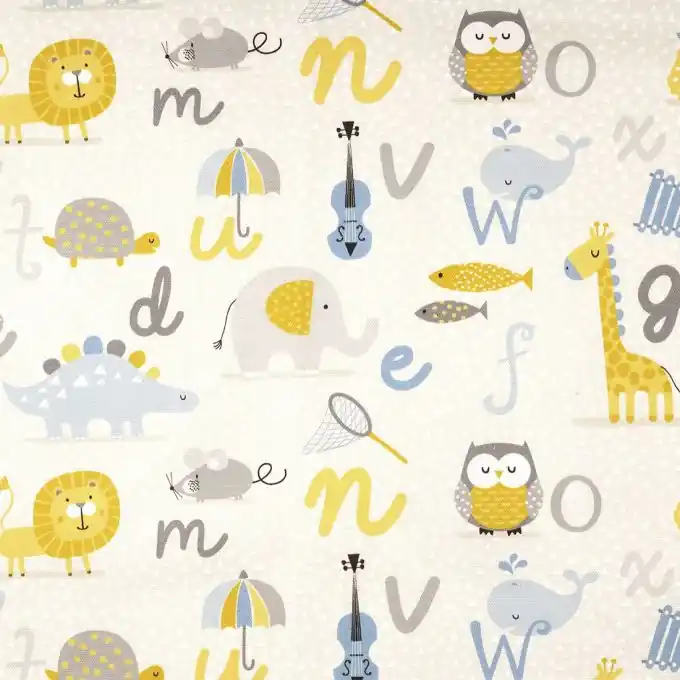 Expressversand Dicker Baumwollstoff Ecru Buchstaben