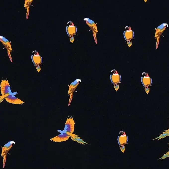 Kostenloser Rückversand Schleierstoff Marineblau Papagei