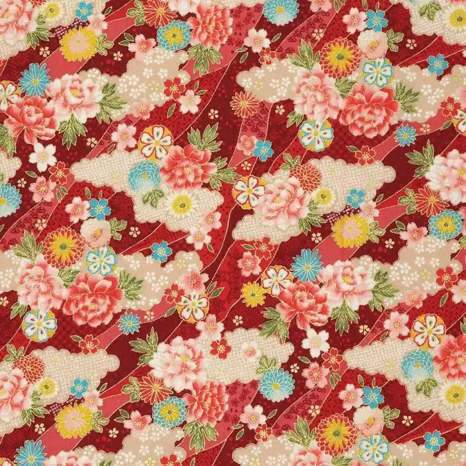 Kostenloser Versand Popeline Baumwolle Rot Blumen