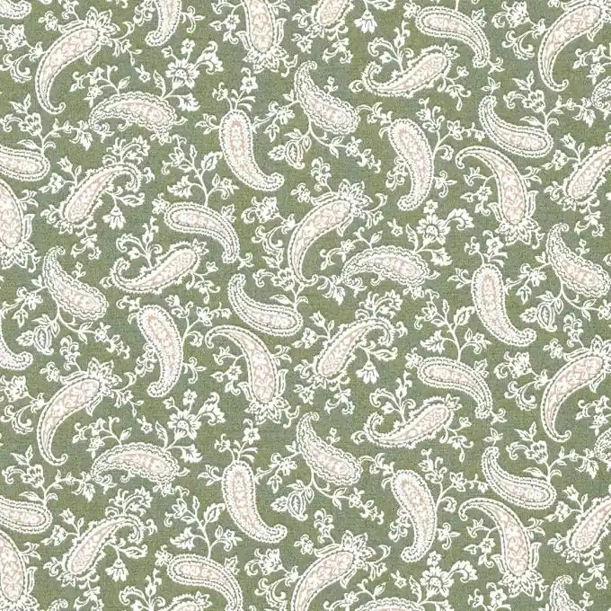 Original Baumwollstoff Paisleymuster Khaki