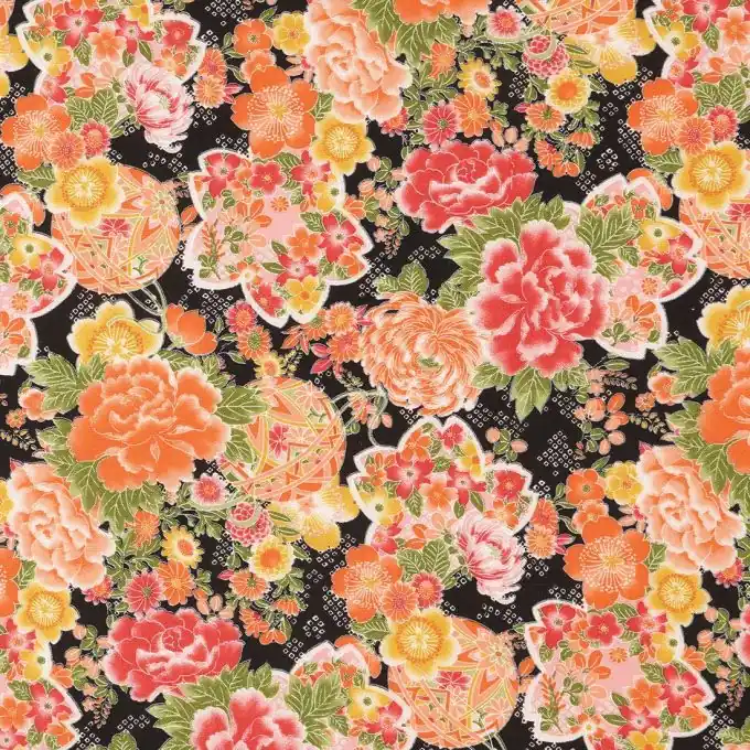 Billig Popeline Geblümt Bunt