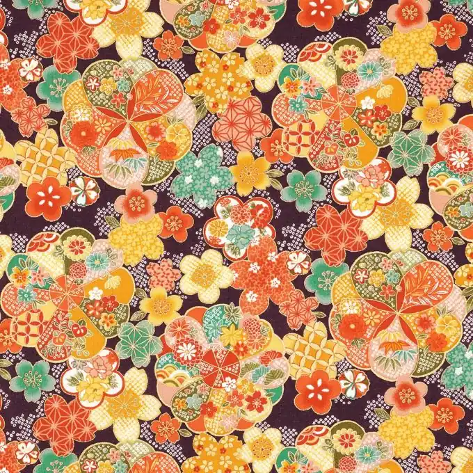 Zertifiziert Popeline Baumwolle florales Motiv Violett