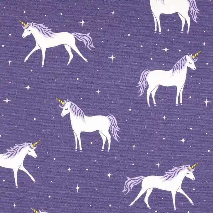 Sichere Zahlung Ottoman-Stoff Einhörner Nachtblau