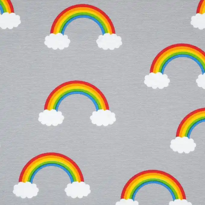Echt Ottomann-Stoff Grau Regenbogen