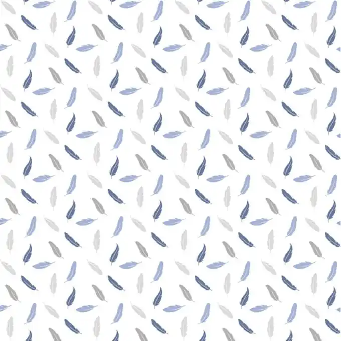 Popeline Baumwolle Federn Blau Solange Der Vorrat Reicht