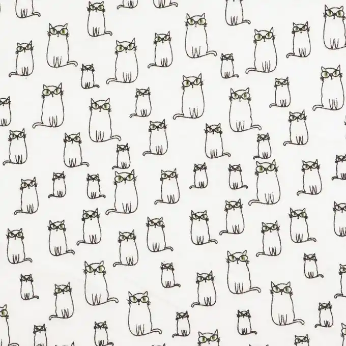 Baumwolljersey Ecru Katzen Begrenztes Angebot