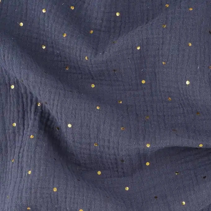 Musselin Marineblau Goldene Punkte Gleich Bestellen