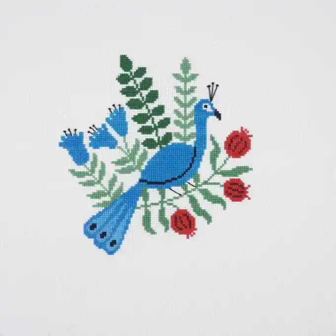 Angebot Stickerei-Set Pfau 35x35cm – 18×0,5×27 Kunsthandwerk