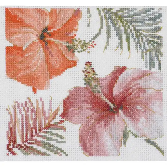 Hibiskus Aquarell-Stickset 30x30cm – 18×0,5x27cm Top-Seller