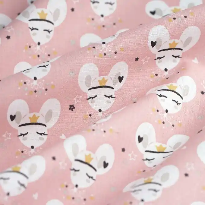 Begrenztes Angebot Baumwollstoff Maus Rosa