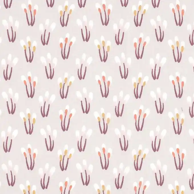 Grauer Baumwollstoff mit rosa Blumenmuster Heute Kaufen