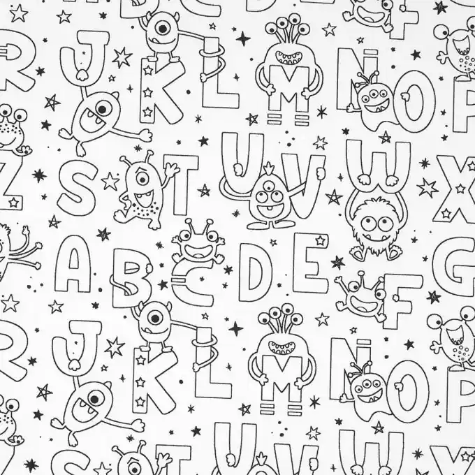 Kracherpreis Baumwollstoff zum Ausmalen Alphabet