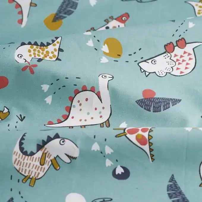 Baumwollstoff Dinosaurier Seegrün Expressversand