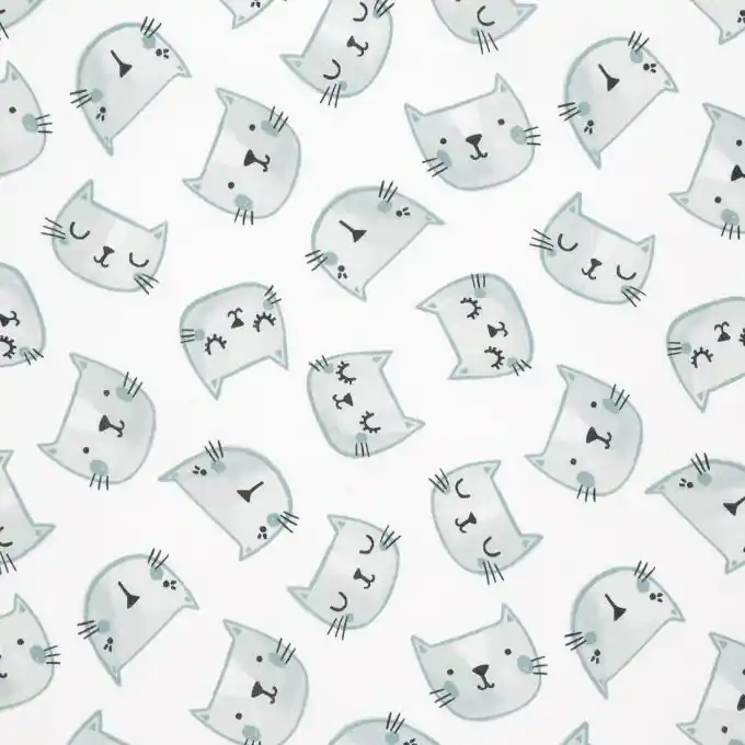 Ausverkauf Baumwollstoff Katzenkopf Grau