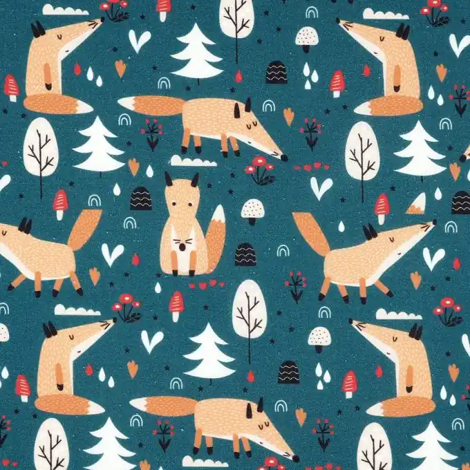 Mega-Angebot Baumwollstoff Blau Füchse