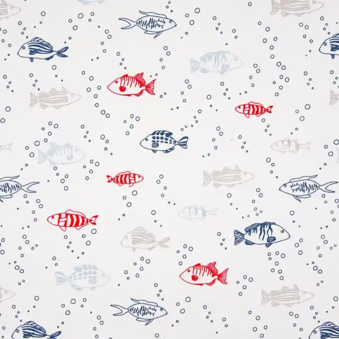 Meistverkauft French Terry Sweatshirtstoff Fische Blau