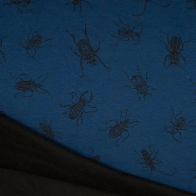 Direktkauf Sweatshirtstoff Blau Insekten