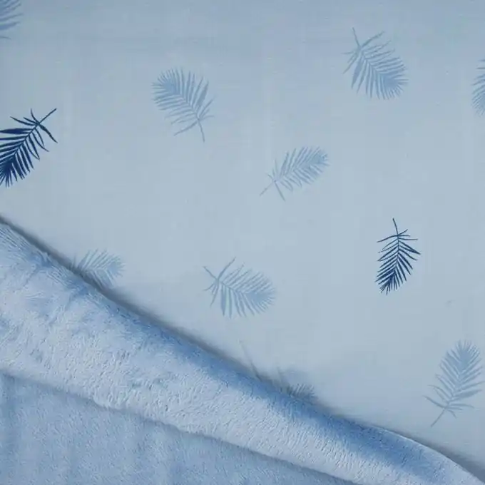 Neu Im Sortiment Sweatshirtstoff Blau Blattmotiv