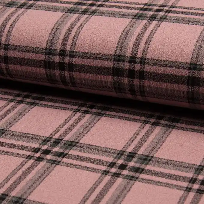 Crêpestoff Rosa Kariert Neu