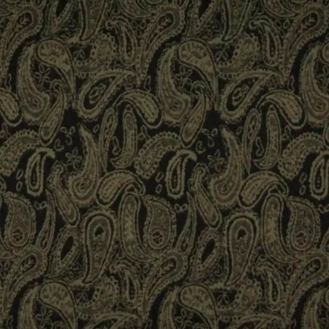 Jerseystoff Paisley Flower Khaki Kostenloser Rückversand