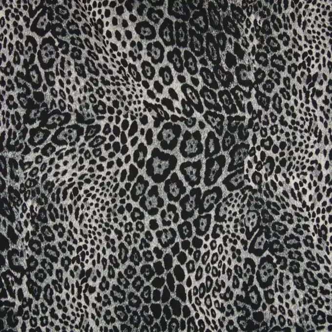 Crêpestoff Georgette Leopard Grau Kostenloser Rückversand