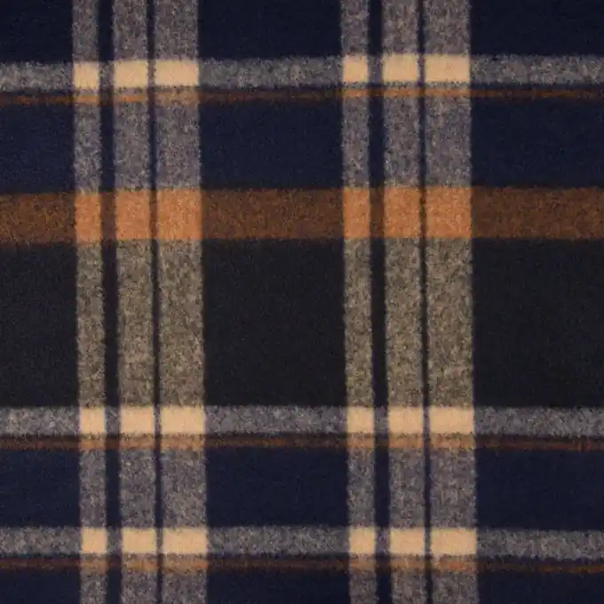 Wollstoff Karos Marineblau Sichere Zahlung