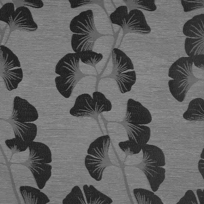 Stoff Jacquard in Ecru mit Ginkgo-Blumenmuster Letzte Chance