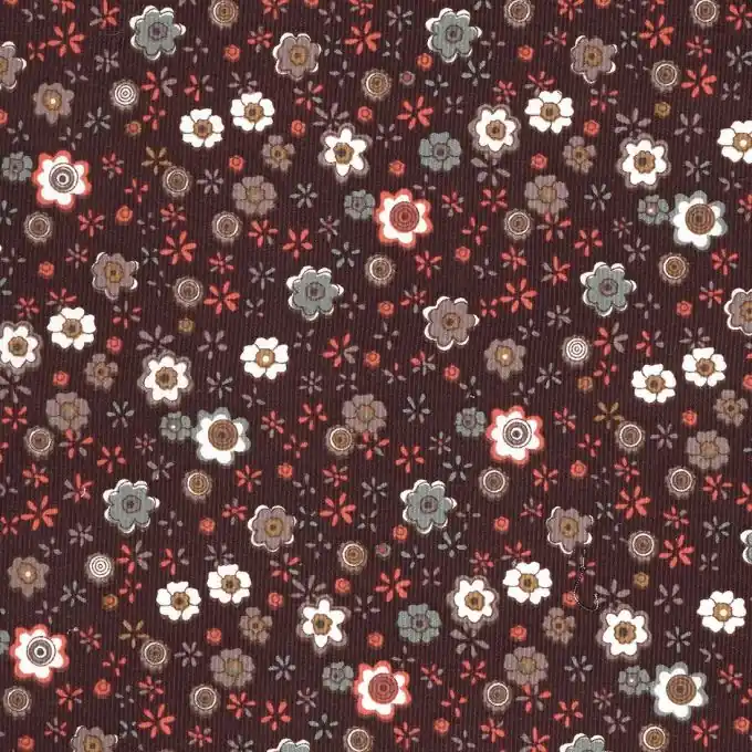 Abverkauf Geblümter Cordstoff Weinrot