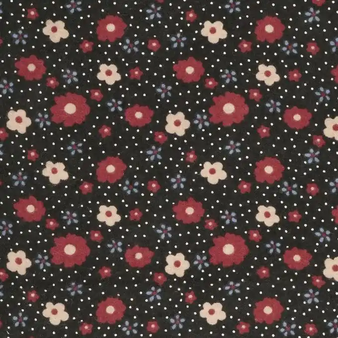 Sonderaktion Flanellstoff Baumwolle Blumen Schwarz