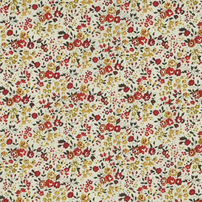 Billig Geblümter Baumwollstoff Ecru Liberty