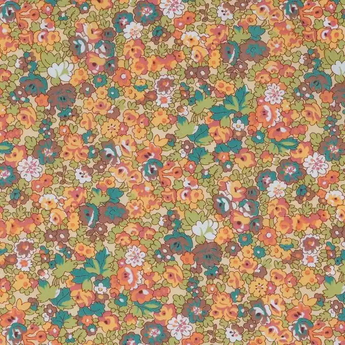 Handgefertigt Baumwollstoff Liberty Orange Blumen