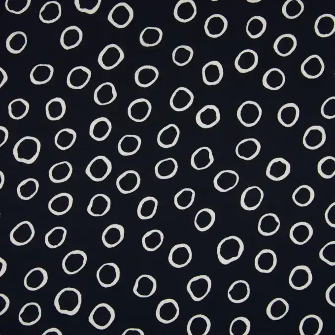Neu Crêpe-Stoff Marineblau Kreismotiv