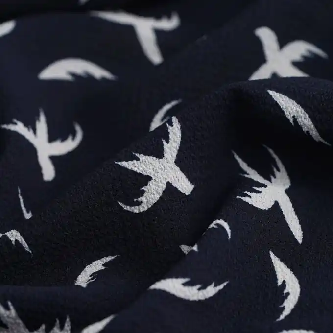 Crêpe-Stoff Viskose Vögel Schwarz Heute Kaufen