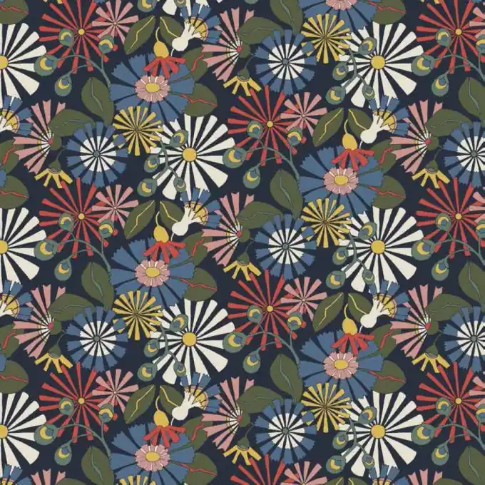 Preis Gesenkt Baumwollstoff Liberty Daisy Pop Marineblau