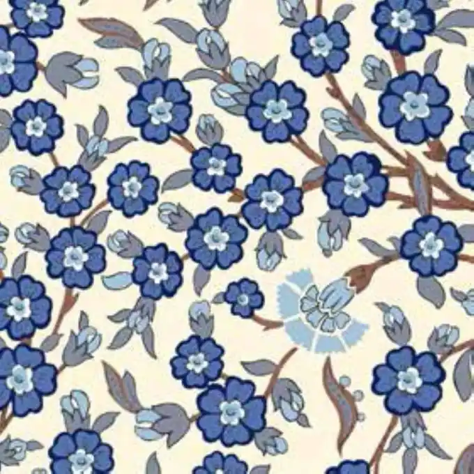 Baumwollstoff Liberty Empress Ecru Blau Weltweiter Versand