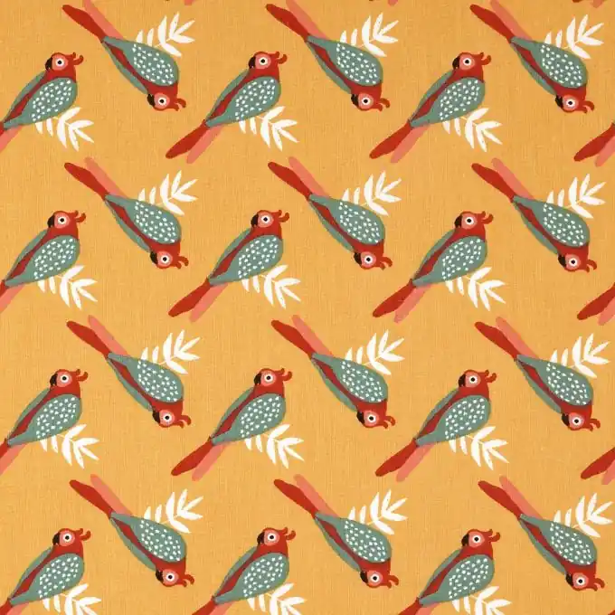 Mengenrabatt Baumwollstoff Orange Papagei