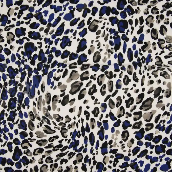 Popeline Viskosestoff Leopardenmuster Königsblau Heißes Angebot